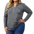 thumbnail image 4 of Tunic Tops for Women Loose Fit Dressy Nelozsy Plus-size Women's V-neck Long-sleeved Tunic With A Cinched Waist Featuring A Stretch Waistband For A Casual Look Gray XXXXXL, 4 of 8
