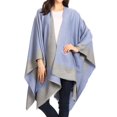 thumbnail image 3 of Sakkas Nila Women's Reversible Open Front Large Poncho Shawl Wrap Scarf Cape Ruana - SkyBlue - One Size Regular, 3 of 7