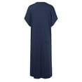 thumbnail image 5 of Women's Summer Long Skirt T Shirt Covered Sleeve Round Neck Casual Loose Side Slit Long Beach Holiday Dress Cute Short Dresses Floor Length Dress T Shirt Dresses for Women Short Sleeve Denim Midi, 5 of 6