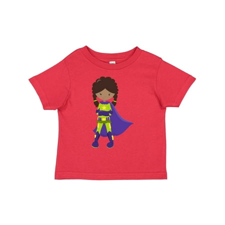 

Inktastic African American Girl Superhero Girl Purple Cape Gift Toddler Toddler Girl T-Shirt