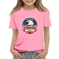 thumbnail image 2 of ITSAME Girls 4th of July T-Shirts Independence Day Short Sleeve Tops Kids American Flag Graphic Tee Pink Size 5-6, 2 of 5