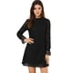 thumbnail image 1 of Mini vestido de encaje floral elegante formal con cuello redondo y volantes para mujer Negro XL, 1 of 6