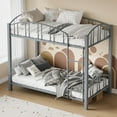 thumbnail image 3 of Metal Bunk Bed Twin Over Twin, Heavy Duty Bunkbeds Frame with Arched Guardrail and Safety Ladder, Sturdy Steel Bed,Space-Saving, No Box Spring Needed, Modern, 3 of 6
