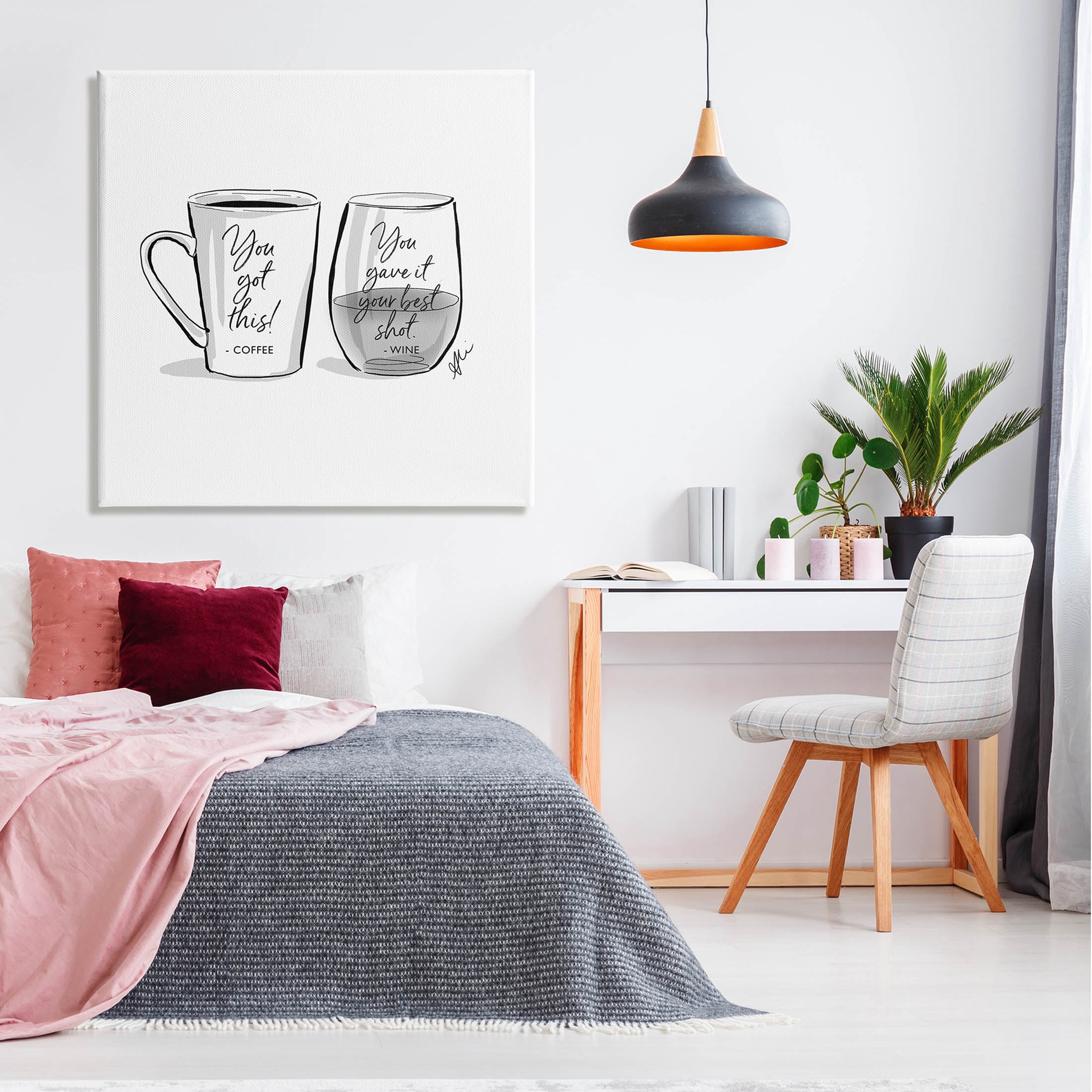 Stupell Industries Funny Coffee & Wine Phrase Graphic Art Gallery Wrapped Canvas Print Wall Art, Design by Alison Petrie