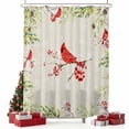 thumbnail image 2 of Christmas Red Bird Shower Curtain, Xmas Tree Branches Snowflakes Winter Waterproof Fabric Shower Curtains with 12 Hooks, Bathroom Curtain Set for Bathroom Accessories Decor, 36 x 72 Inches, 2 of 9