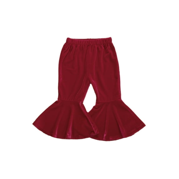 Emmababy Baby Girl Kids Bell Bottom Flare Pants Velvet Ruffle Leggings