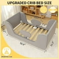 thumbnail image 3 of Lilypelle Toddler Bed Frame, Toddler Floor Bed with Removable Guard Rails, Small Bed for Boys and Girls, Standard Crib Size Toddler Bed，55.9 x 31.5 x 23.2 in，Gray, 3 of 8