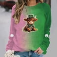thumbnail image 2 of FAVIPT St Patricks Day Sweatshirt Women Shamrock Long Sleeve Shirt Highland Cow Printed Festival Holiday Crewneck Causal Tops Graphic Tees 2025 Green,XXL, 2 of 5