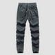 thumbnail image 3 of Pantalones largos para hombre, moda informal, cómodos, sólidos, con bolsillos, con cordón ajustable, pantalones regulares de poliéster para hombre., 3 of 3