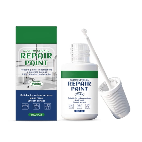 Tile Repair Paint for Ceramic Surfaces, Chips and Cracks Filler, Bathroom and Kitchen Tile Touch Up Kit, Quick-Dry Porcelain and Wall Tile Fix, 30ml Tube for DIY Home Renovation