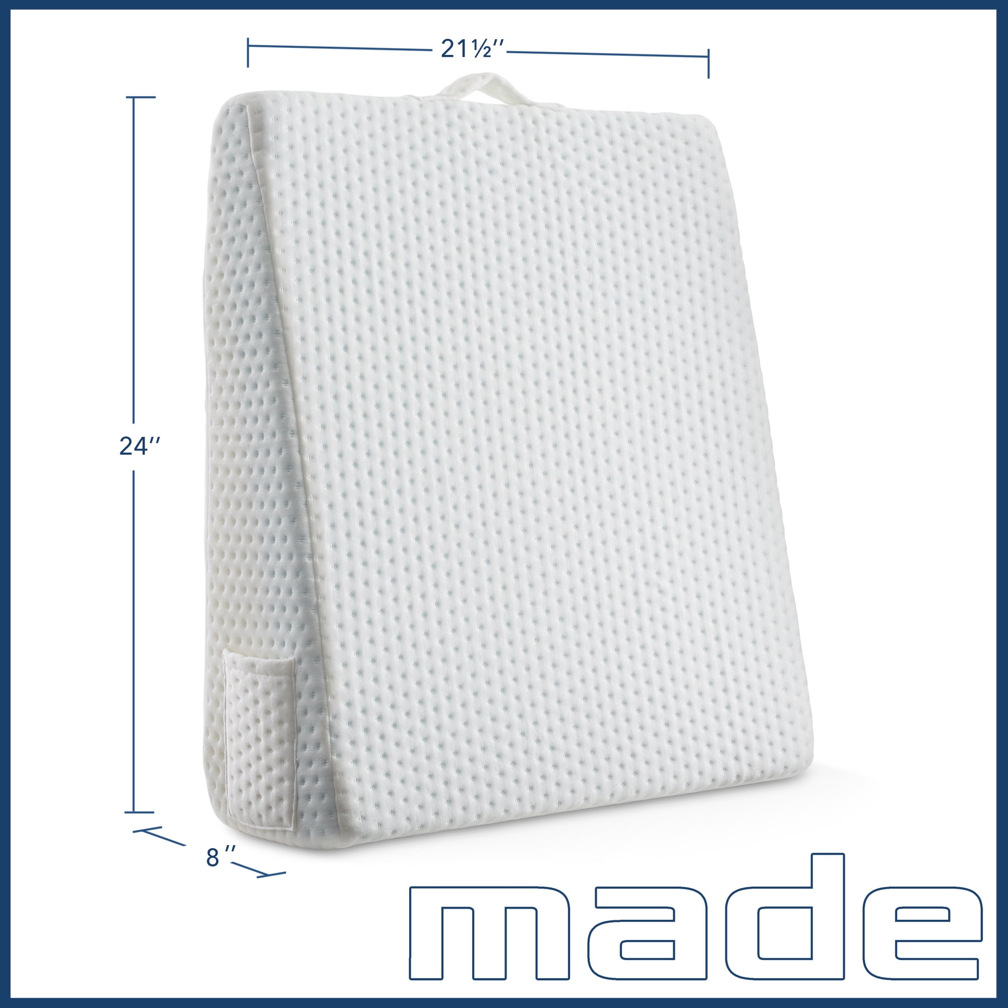 Bed Wedge Pillow - 8" Leg Elevation Body Positioner with Memory Foam for Legs, Knee, Ankle, Lower Back Support - White Cover