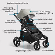 Baby Jogger City Select 2 Single-to-Double Modular Stroller, Eco Collection, Frosted Ivory