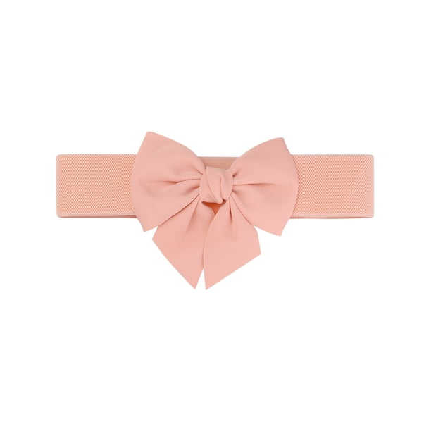CINTURÓN ELÁSTICO ANCHO PARA MUJERES TALLA PLUS INSPIRE CHIC CON DECORACIÓN DE LAZO EN LA CINTURA, CINTURONES VERSÁTILES DE MODA 26.0-33.5" Rosa