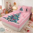 thumbnail image 3 of Manfei Christmas Tree Zipper Twin Comforter Sets with Fitted Sheet and 2 Pillowcases Green Zipper Bedding Set, Green White, Xmas Reversible, 3 of 7