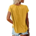 thumbnail image 3 of Adeawade Womens Tshirt Short Sleeve Loose Fit Round Neck Solid Color Simple Style Tee Cute Daily Wear 3Xl Yellow, 3 of 6