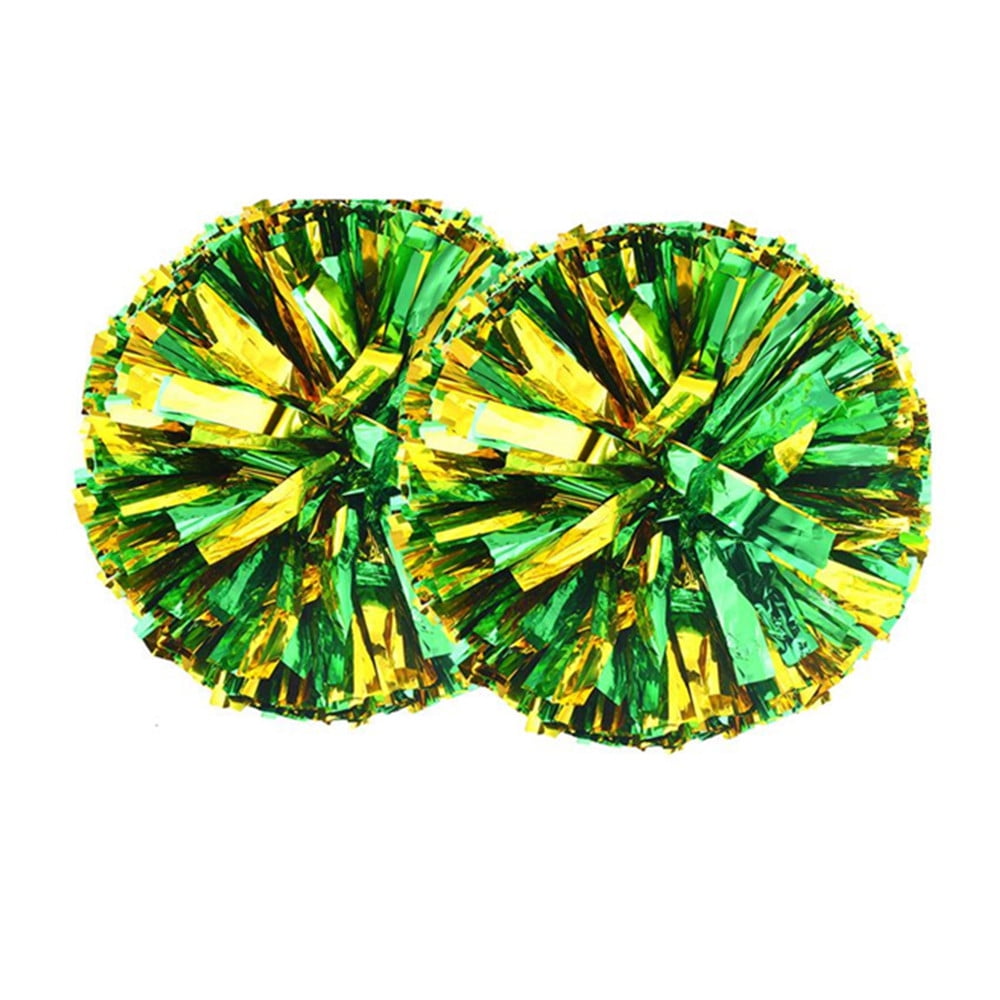 2 Pack Cheerleader Pom Poms 12 inch Cheerleading Poms Cheering Squad Pompoms Pom Cheering Team Foil Plastic Youth Pom for Cheer Dance School Games Sport Kids Adults Team Spirit Cheering Accessories 