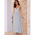 thumbnail image 3 of Women'S Spaghetti Strap V Neck Lace Up Bodycon Solid Nightclub Party Casual Dress Blue S, 3 of 7