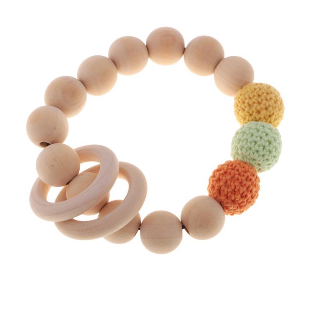 Brazalete de Ganchillo Teether Bebé Agarrar Juguete de Enfermería 4 perfke Pulsera de madera de Teether de los granos