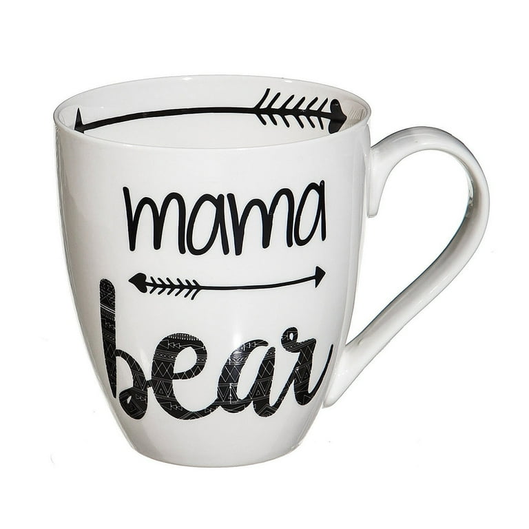 Set of 2 Papa Bear Mama Bear White & Black Ceramic Mug Cup Coffee