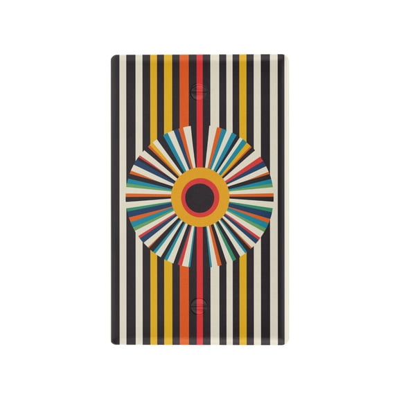 Yayeee Blank Wall Plate Cover 1-Gang 4.5"x2.7" Home Unused Decorative Outlet, Geometric Stripes