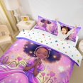 thumbnail image 3 of Castle Fairy Magical Fairy Afro Princess Twin Duvet Cover,Purple Star Flower Heart Twin Bedding,Purple Pink,1 Duvet Cover and 1 Pillowcase, 3 of 6