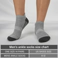 thumbnail image 4 of Smilooen 14 Pair Mens Ankle Running Socks Low Cut Breathable Cushioned Athletic Grey Socks Size 6-12, 4 of 6