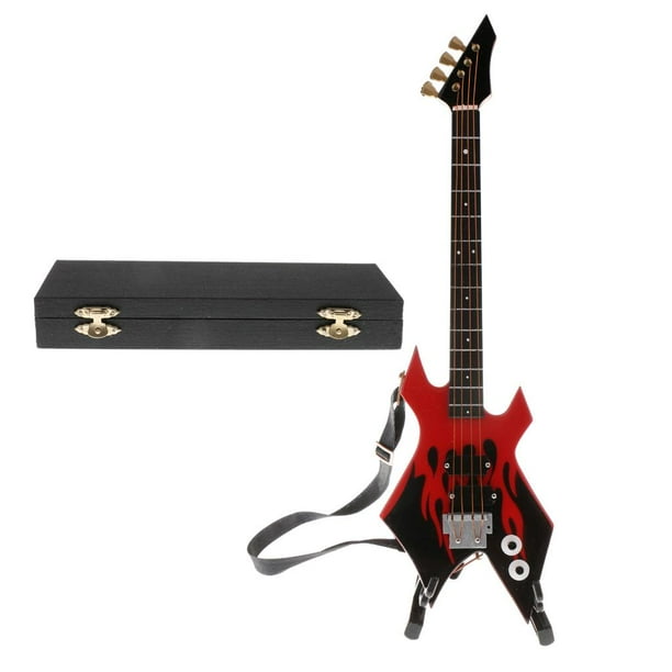 1/6 Mini Modelo de Guitarra Instrumento Musical de con Soporte y Caja de Almacenaje de Rojo 1