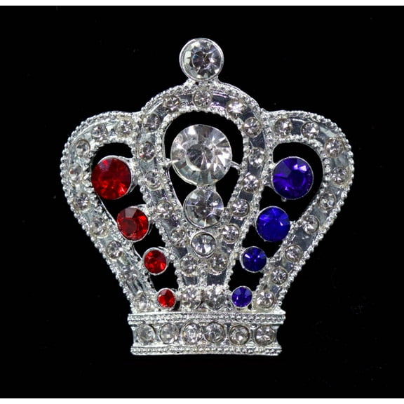 #16064RWB - Regal Crown Pin - 1.5" Tall - Red White and Blue