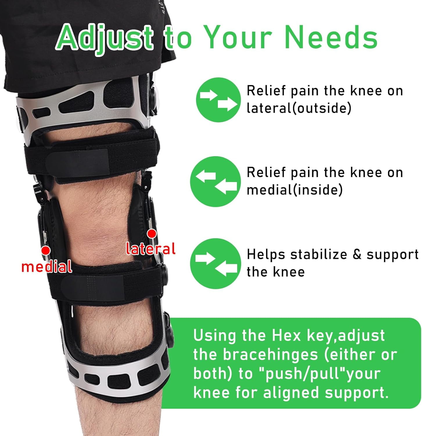 Orthomen OA Unloader Knee Brace Instability of Knee Joint or Ligament Injury & Protect Knee Joint after Knee Surgery (XL/R)