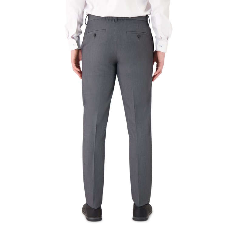 men's classic fit performance dress pants Mens Classic Fit Solid Black Flat Front Wool Dress Pants 34 main image 0