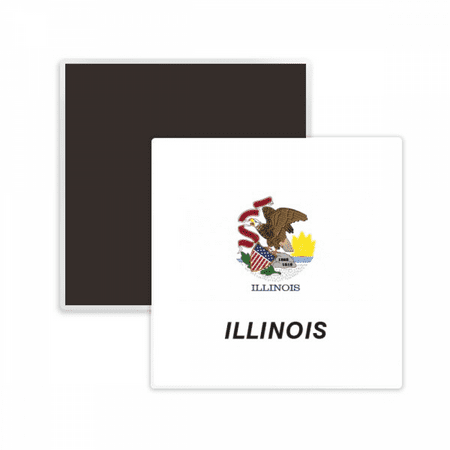 

American State Flag Contour Illino Is Square Ceracs Fridge Magnet Keepsake Memento