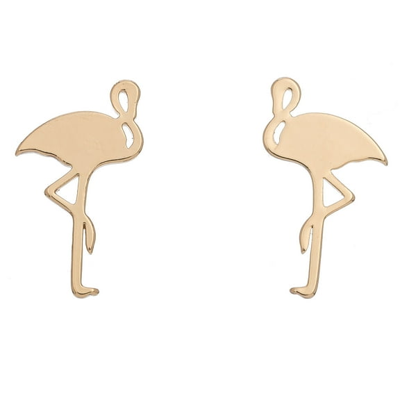 Women's Delicates Gold Metal Flamingo Stud Earrings by Elsie & Zoey