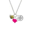 thumbnail image 2 of Delight Jewelry Silvertone Large Enamel Bumble Bee - Hot Pink Heart Nurse Strong Zoe Necklace, 2 of 4