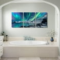 thumbnail image 5 of Farmhouse Wall Decor For Bedroom Canvas Wall Art For Living Room Office Decor Wall Pictures Blue Aurora Scenery Wall Painting Artwork Wall Decorations For Bathroom Room Home Decor 3 Piece, 5 of 6