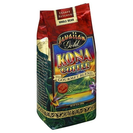 Hawaiian Gold Kona Whole Bean Coffee, 10 oz (Pack of