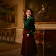 thumbnail image 3 of Outfmvch Women's Velvet Lace Blouse Casual Round Neck Short Sleeve Flared Swing Top Elegant Loose Intricate Back Design Teal Sweater Women Velvet Peplum for Women Elegant Flared Blackish Green 2xl, 3 of 8