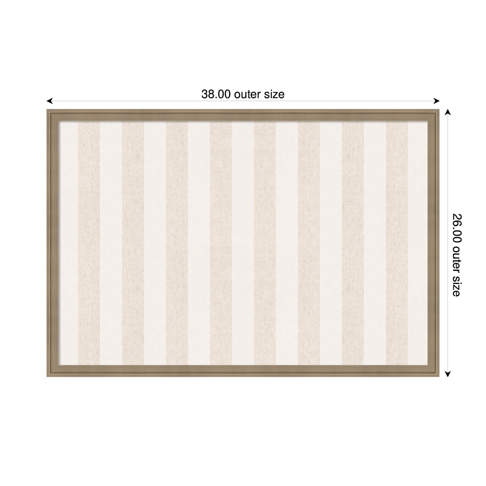 Kate and Laurel Framed Fabric Pinboard 38 x 26,  Printed Linen Classic Bulletin Board for Use as a Vision Board or Wall Organization, Florence Light Brown Frame