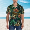 thumbnail image 4 of Lsque Tropical Tribe Mask pattern Hawaiian Shirt for Men, Unisex Summer Beach Casual Short Sleeve Button Down Shirts-3X-Large, 4 of 9