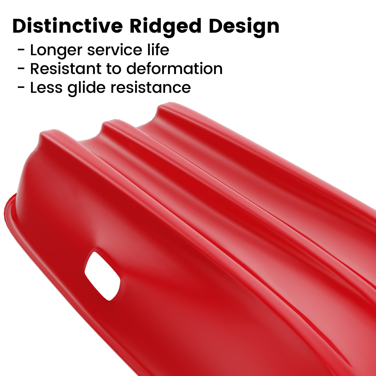36 Inch Durable Downhill Sprinter Toboggan Snow Sled for Kids Boys Girls Adults with Built-in Handles and Pulling Rope - Red