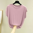 thumbnail image 4 of Women's Tank Tops Modal Cotton Tshirts Cap Sleeve Crew Neck Summer Casual Loose Fit Basic Tee Shirts Workout (M, Pink), 4 of 7