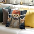 thumbnail image 3 of BANET Funny Throw Pillow Cushion Cover, Fitness Cat a Big Kitty Body Building Gym Humor Image, Decorative Square Accent Pillow Case, 3 of 5