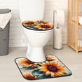 thumbnail image 2 of PhooArto Toilet Lid Cover and U-Shaped Toilet Floor Mat Set of 2 Pieces, Splash Sunflowers Pattern Toilet Mat Set, Machine Washable Seat Covers Non-Slip Absorbent Rugs, 2 of 6