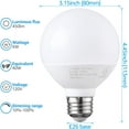 thumbnail image 7 of 6 Pack G25 LED Globe Light Bulbs, 5W=40W, Dimmable Bathroom Vanity Bulb, E26 Base, 3000K Warm White, 7 of 7