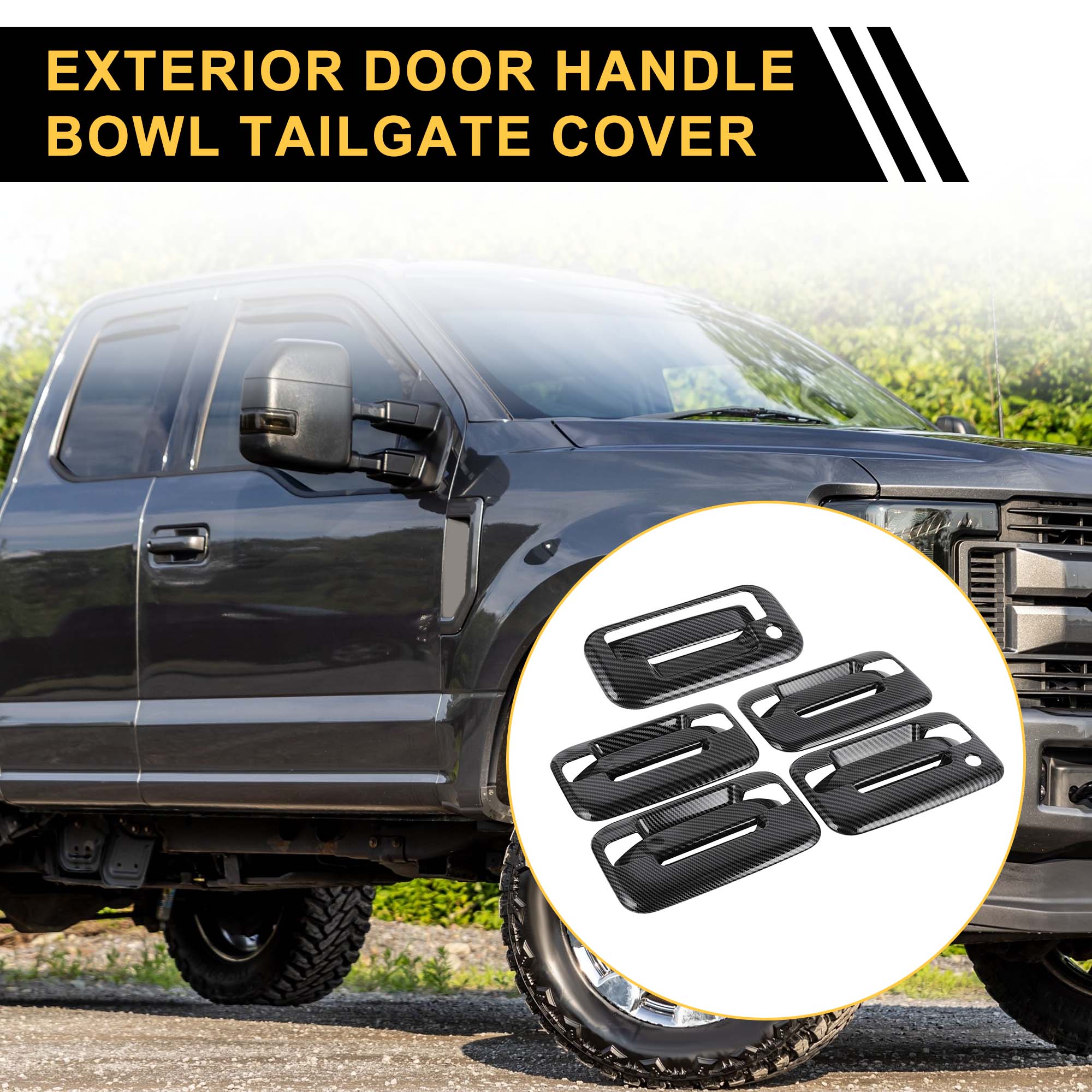 Unique Bargains Door Handle Bowl Cover for Ford F-150 2004-2014 Black ABS
