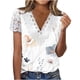 thumbnail image 1 of Mujeres moda verano Sexy pliegue impreso regular mujeres manga corta cuello en V botón Top OAVQHLG3B Store  lin121212, 1 of 4
