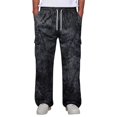 thumbnail image 2 of Relaxed Fit Cargo Pants For Men Tie‑Dye Print Wide Leg Long Trousers Elastic Drawstring Waist Casual Work Pants, 2 of 7