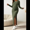 thumbnail image 4 of Vestido de Suéter de Larga para Baby Shower y Sesión de Fotos de Otoño e Invierno - Vestidos de Maternidad para Mujeres Embarazadas Verde XL, 4 of 9