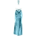 thumbnail image 5 of Sleeveless Backless Maxi Dress Women's Shiny Spaghetti Strap Bodycon Maxi Dresses (Sky Blue XL), 5 of 5