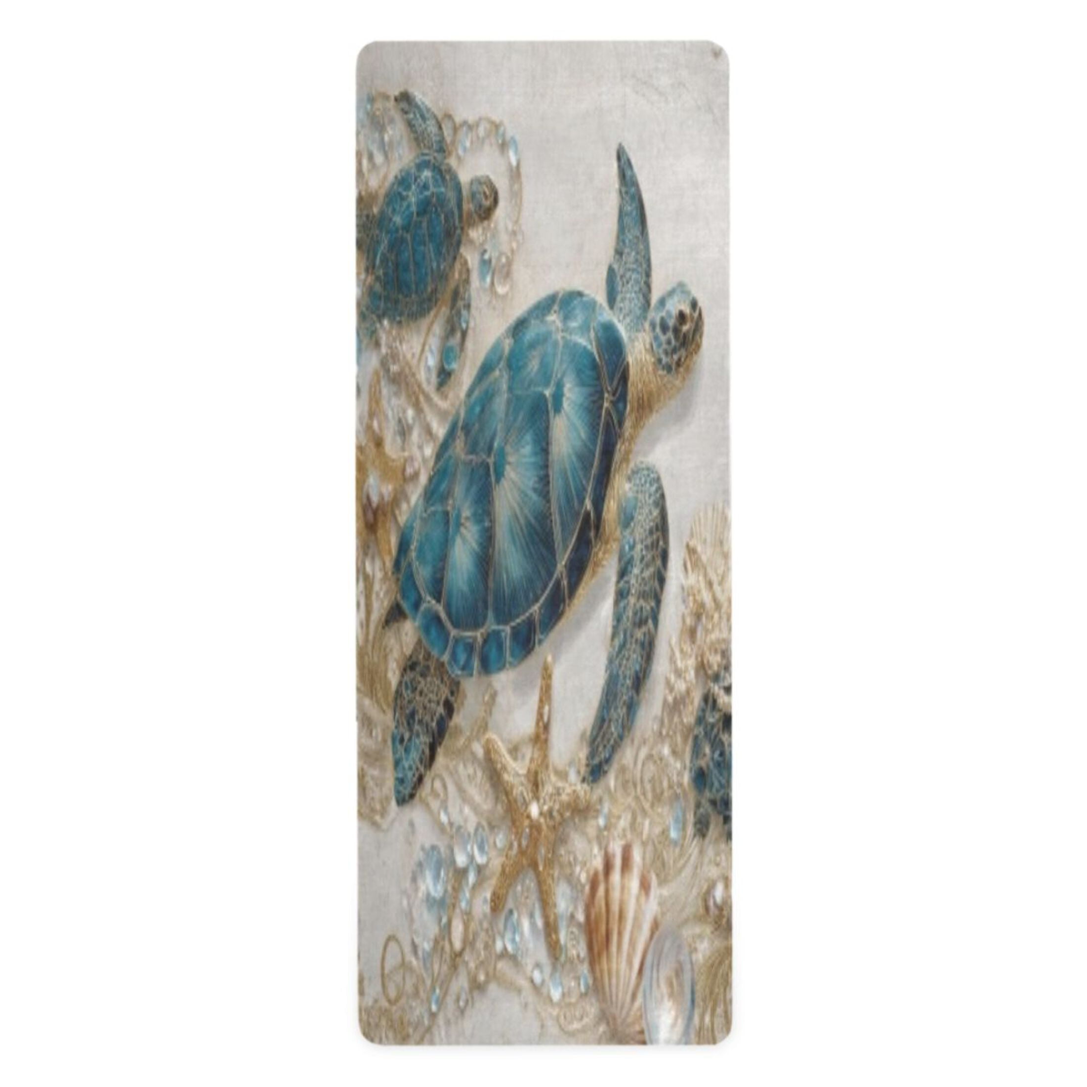BZSMCE Yoga Mat Women Fitness Mat Azure Jeweled Turtle Pattern