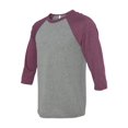 thumbnail image 1 of Unisex Three-Quarter Sleeve Baseball Raglan - Maroon/Grey - 2X-Large, 1 of 1